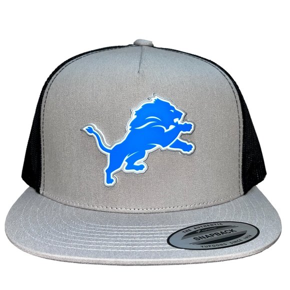 Detroit Lions YP Snapback Flat Bill Trucker Hat- Silver/ Black - Picture 1 of 4
